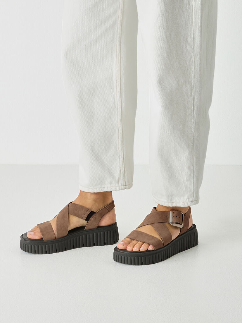 Leren Sandaaltje - bruin, TAUPE, hi-res