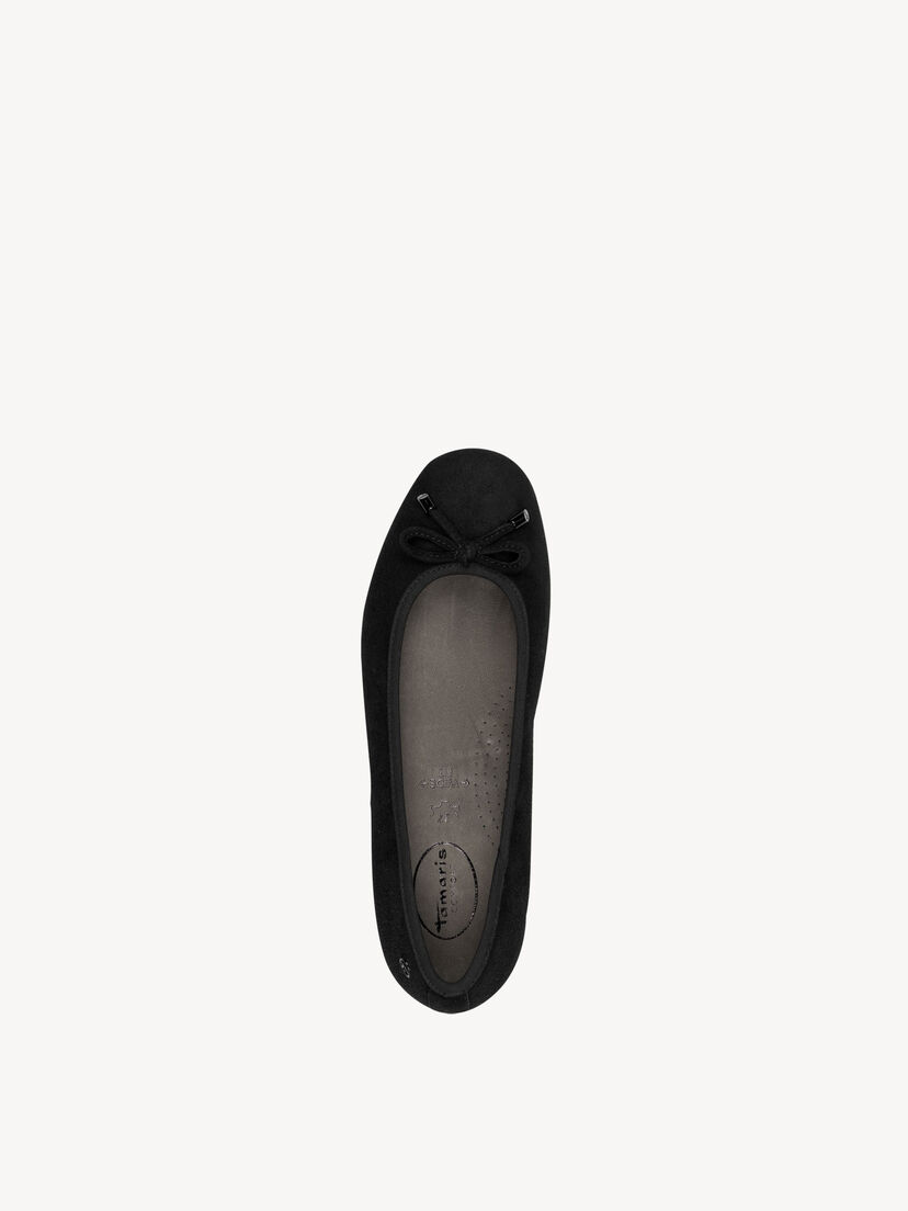 Leren Ballerina - zwart, BLACK SUEDE, hi-res