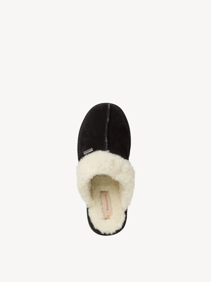 Leren Pantoffel - zwart, BLACK, hi-res