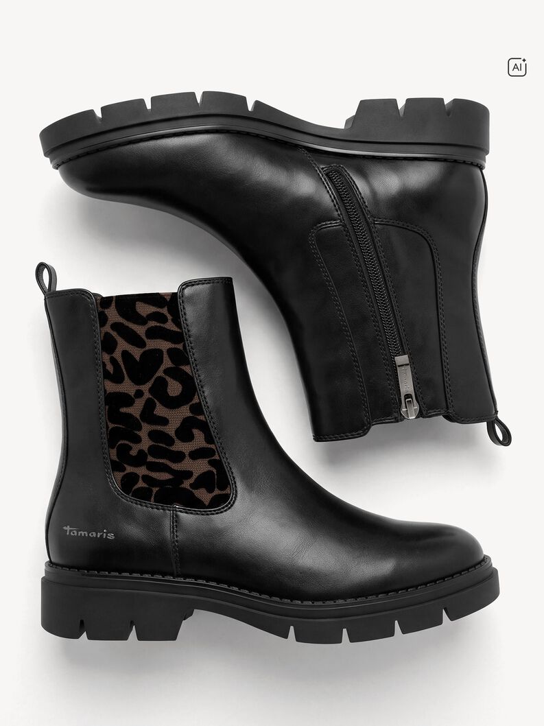 Bottine Chelsea - noir, BLACK/LEOPARD, hi-res