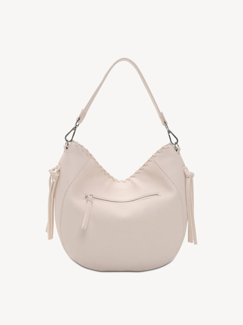 Hellbeige Damen Ledertasche mit au&szlig;en liegender Rei&szlig;verschlusstasche