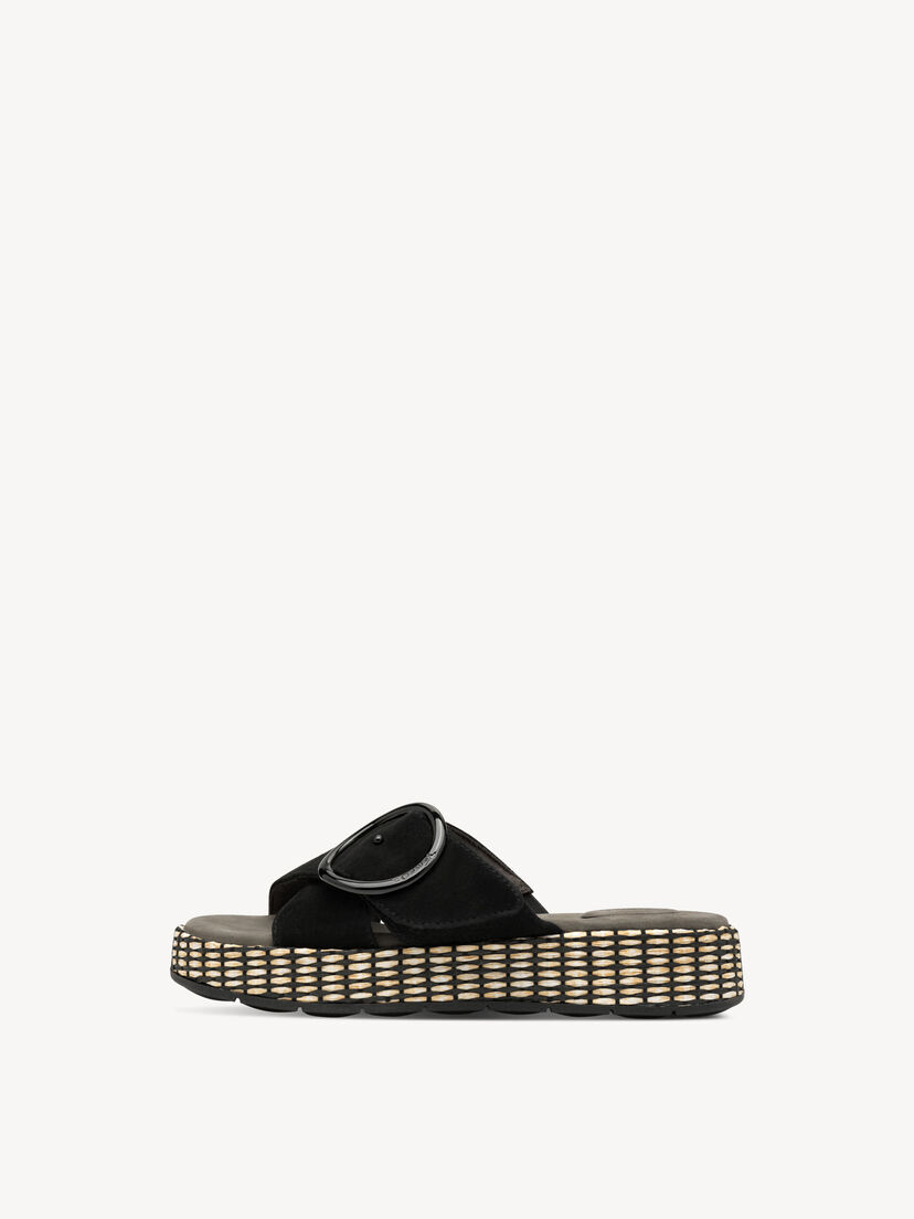 Leren Slipper - zwart, BLACK, hi-res