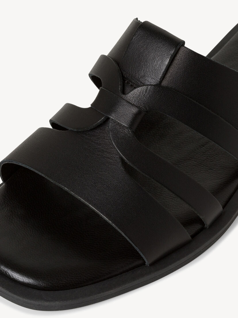 Leren Slipper - zwart, BLACK, hi-res