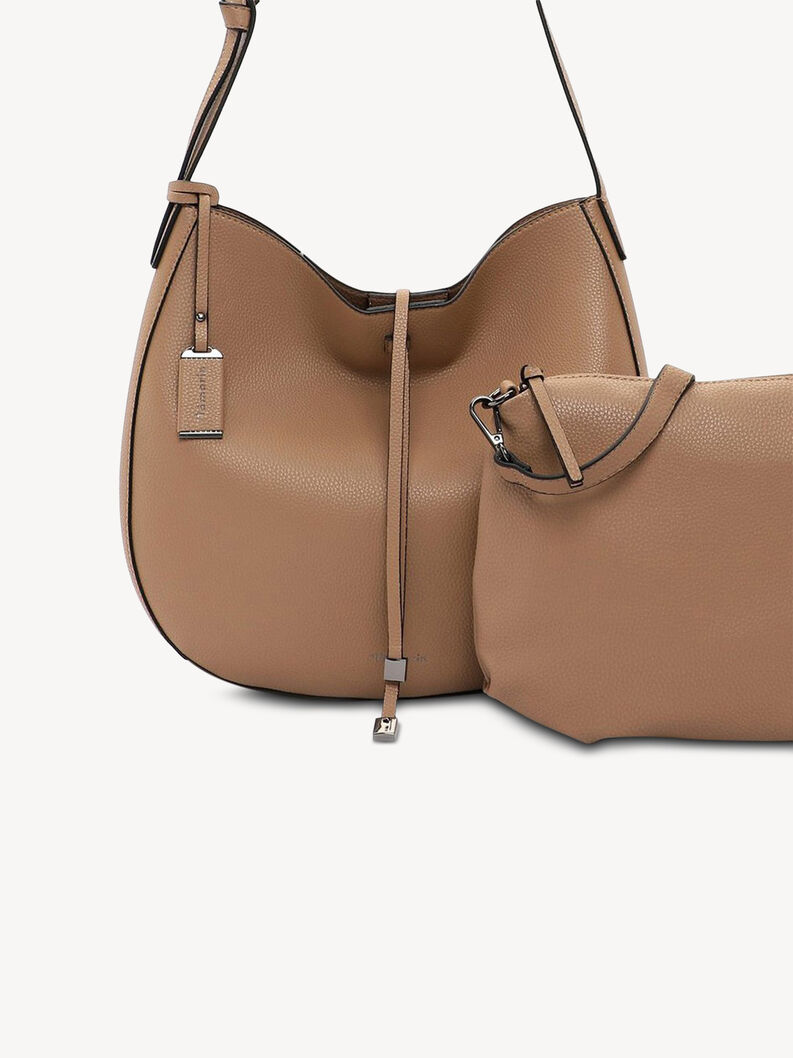 Braune Ledertasche mit abnehmbarem Beutel und schlichtem Design