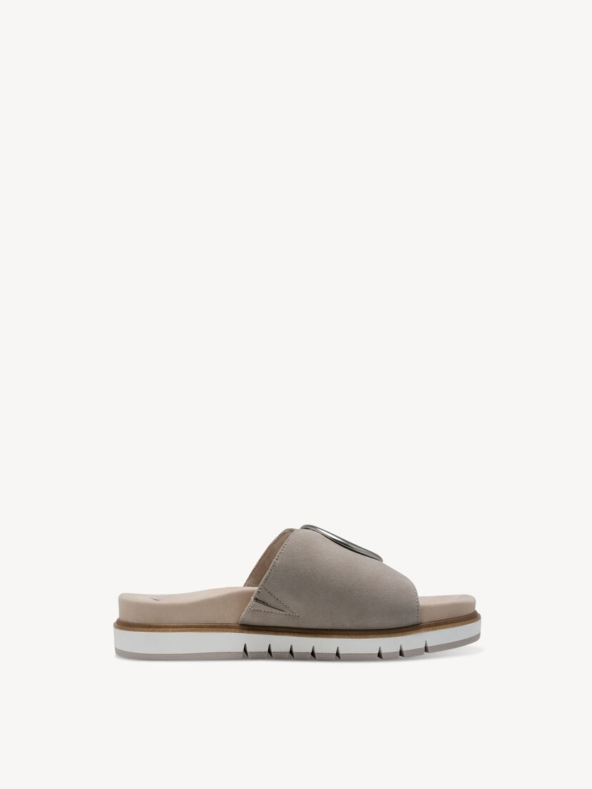 Leren Slipper - grijs, STONE, hi-res