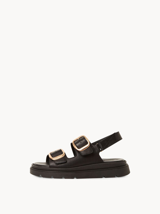 Sandaaltje, BLACK LEATHER, hi-res