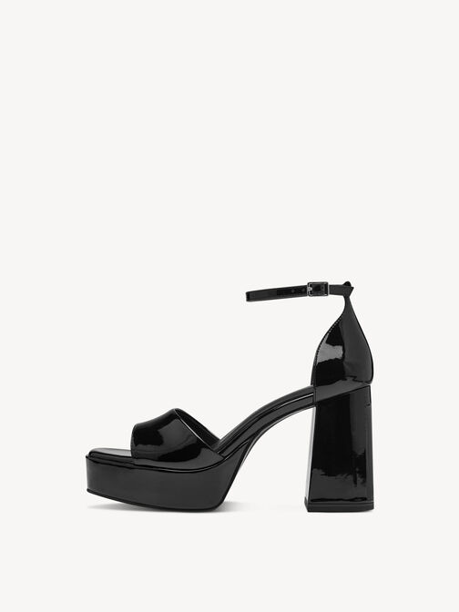 Heeled sandal, BLACK PATENT, hi-res