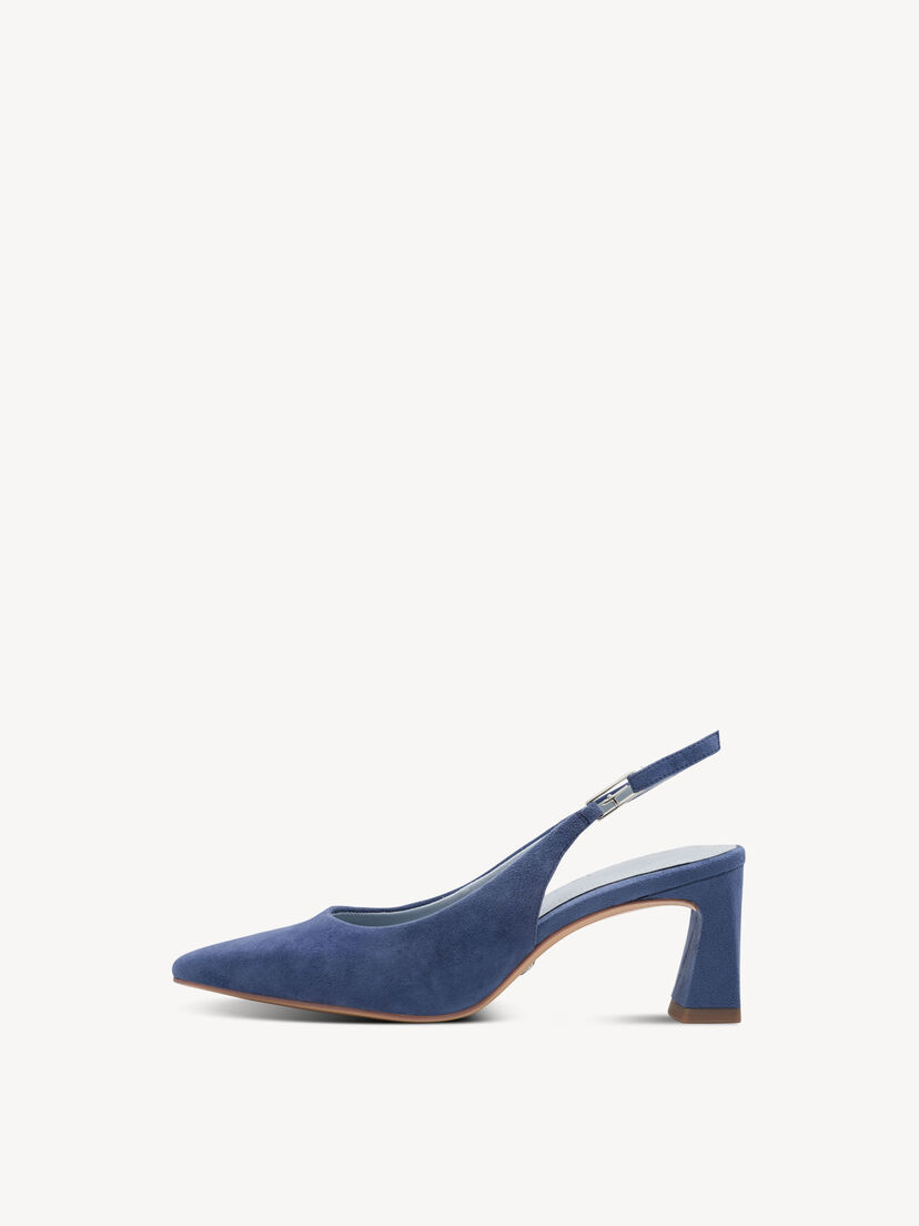 Leren Slingpumps - blauw, BLUE, hi-res