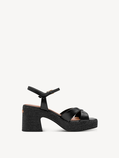 Heeled sandal, BLACK LEATHER, hi-res