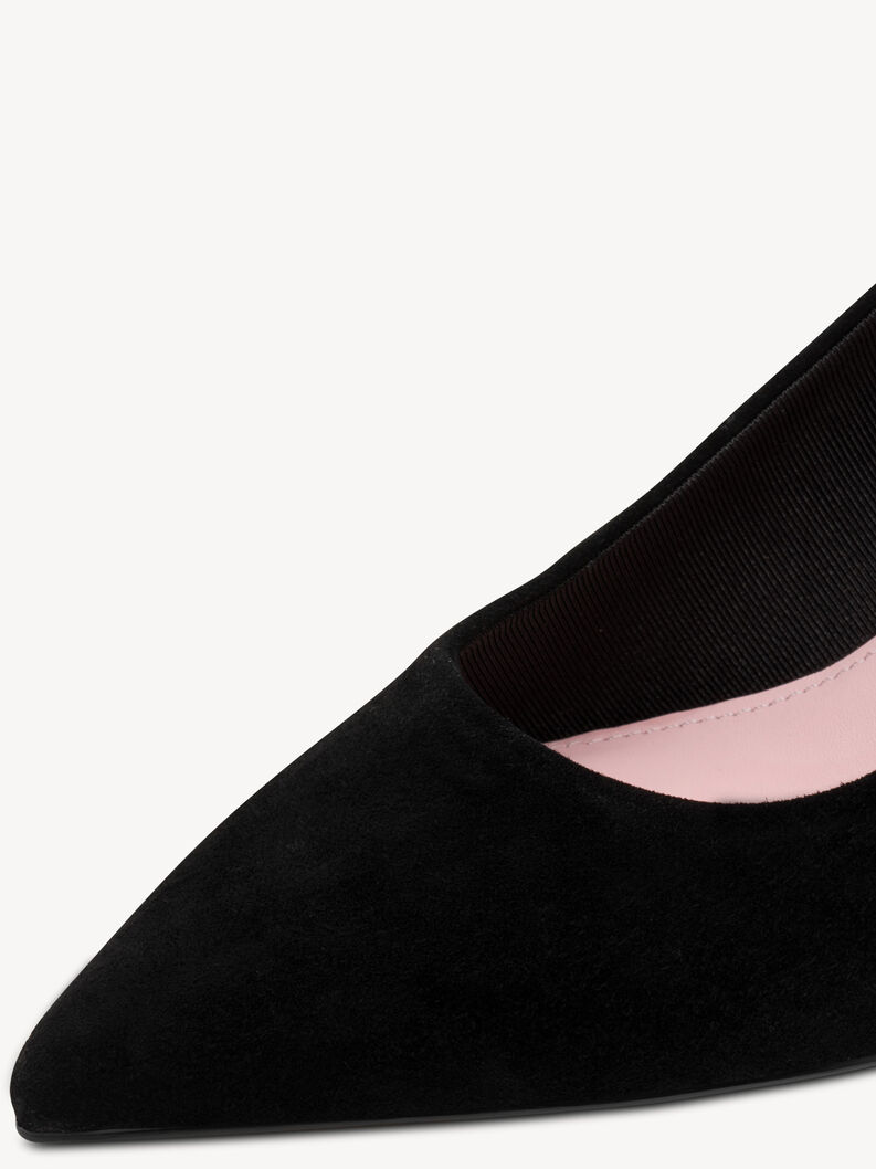 Leather sling pumps - black, BLACK SUEDE, hi-res