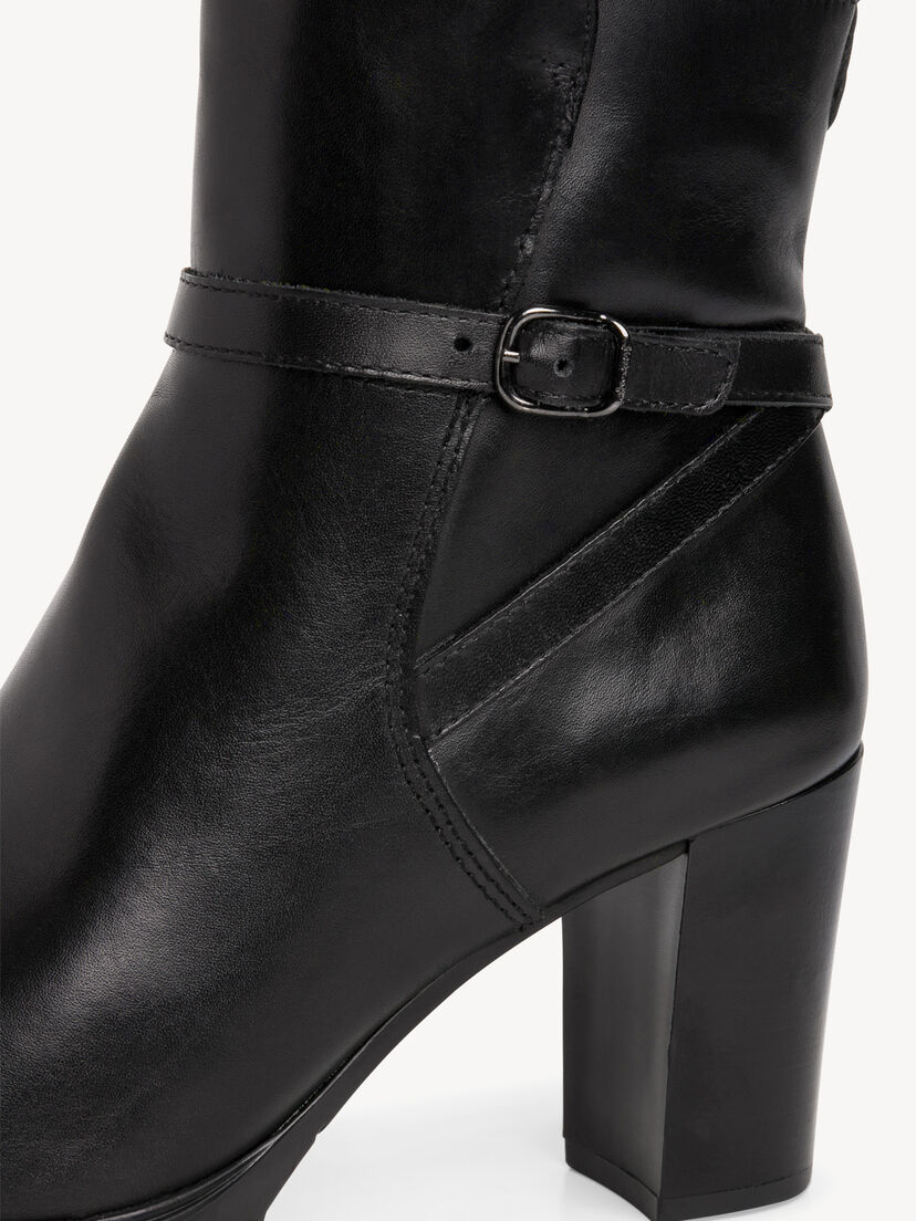 Leren Enkellaarsje - zwart, BLACK, hi-res