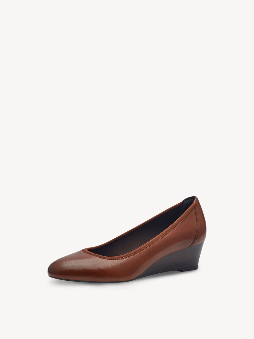 Leren Sleehakpumps - bruin, MUSCAT LEATHER, hi-res