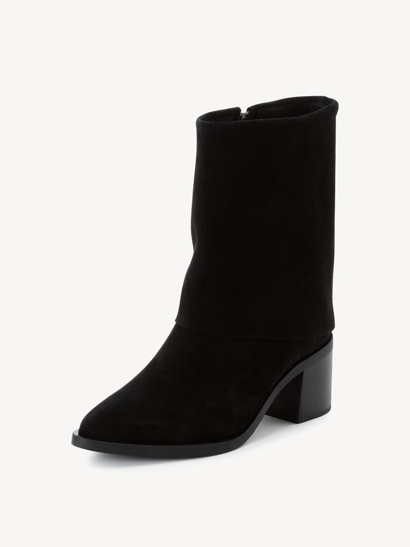 Leren Enkellaarsje - zwart, BLACK, hi-res