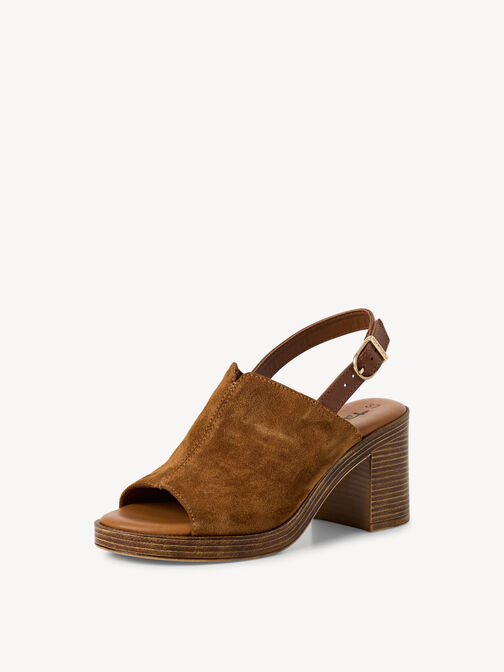 Sandale &agrave; talon, COGNAC, hi-res