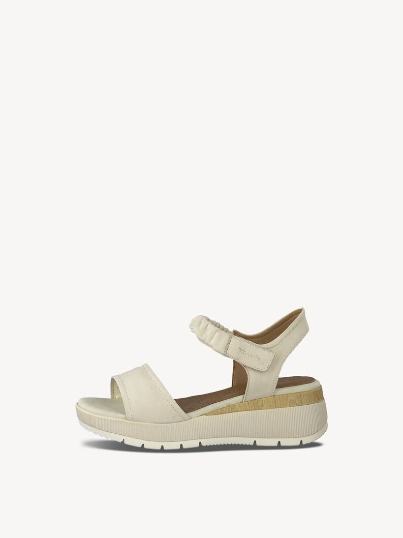 Leather Heeled sandal - beige, IVORY, hi-res