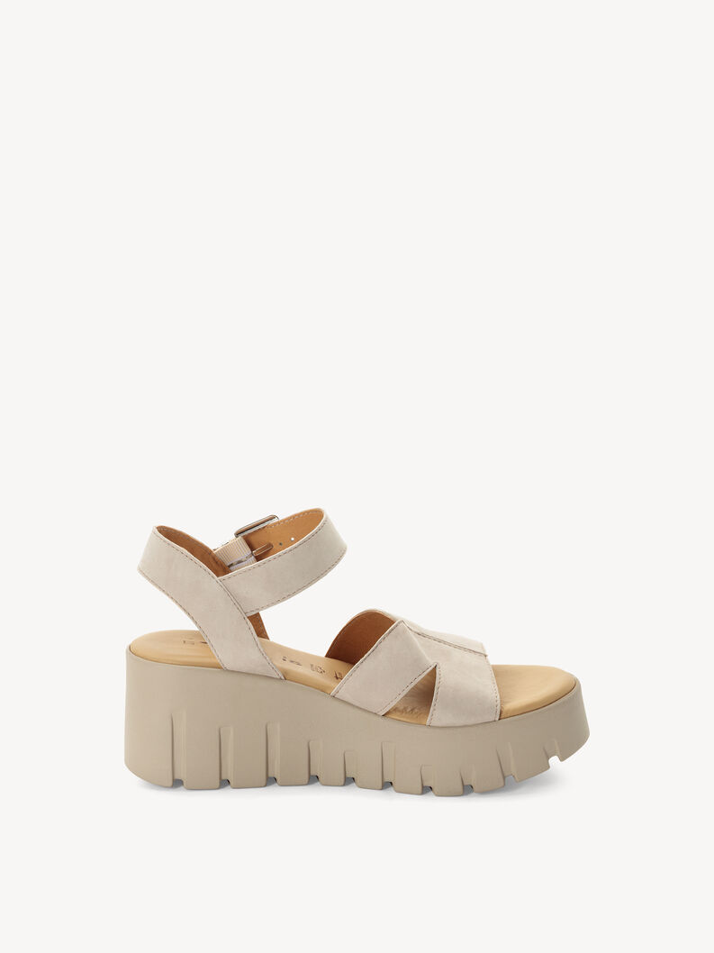 Ledersandalette - beige, TAUPE, hi-res