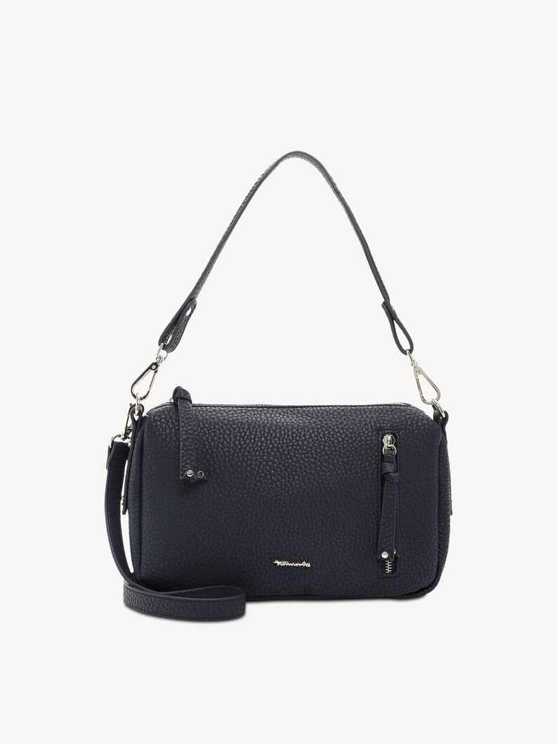 Borsa da donna blu in pelle con tracolla rimovibile e cerniera