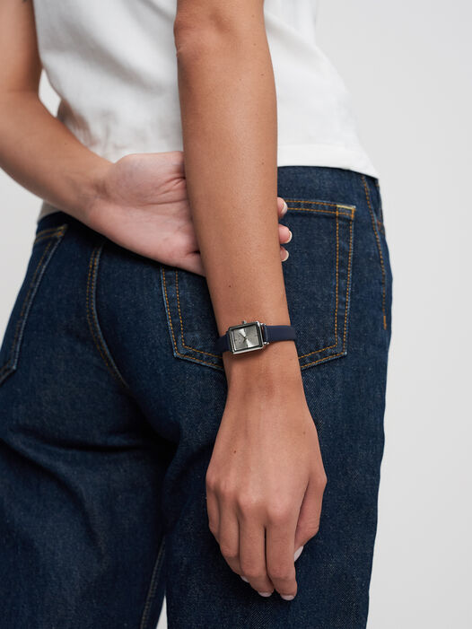 Horloge, silber-blau, hi-res