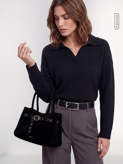Shopping bag, black, hi-res