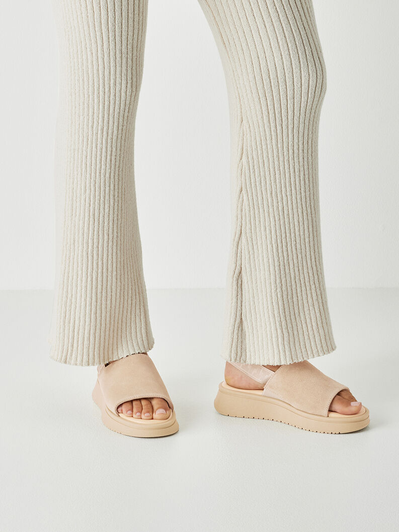 Ledersandalette - beige, BEIGE, hi-res