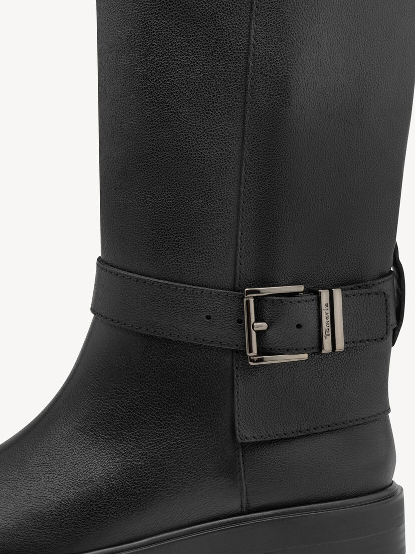 Leren Enkellaarsje - zwart, BLACK, hi-res