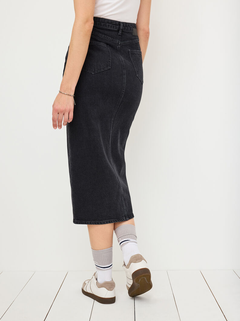 Denim skirt - black, Wash Black Denim, hi-res