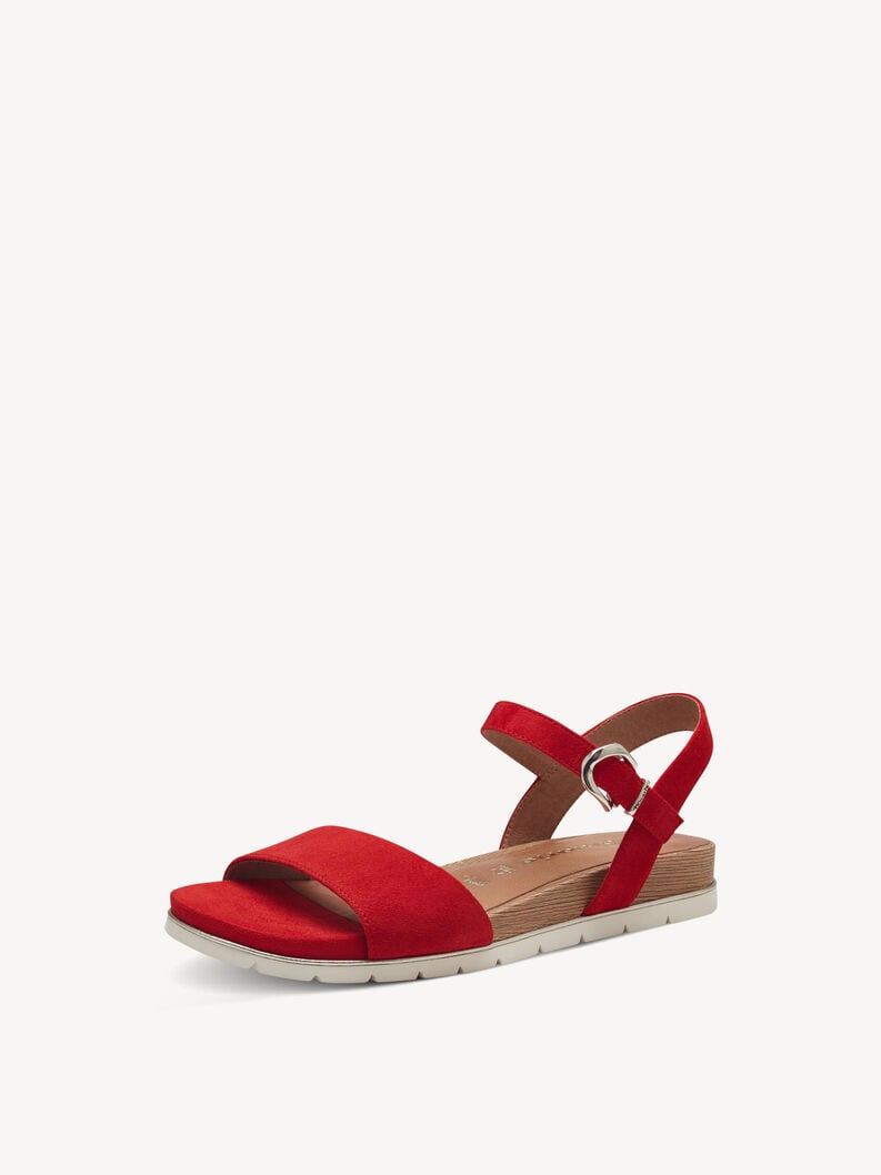 Sandale en cuir - rouge, RED, hi-res