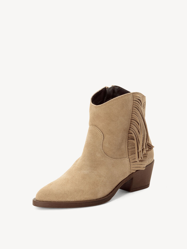 Lederstiefelette - beige, BEIGE, hi-res