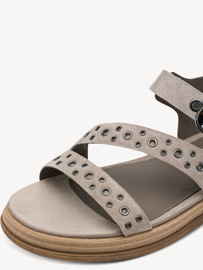 Leather Heeled sandal - beige, TAUPE, hi-res