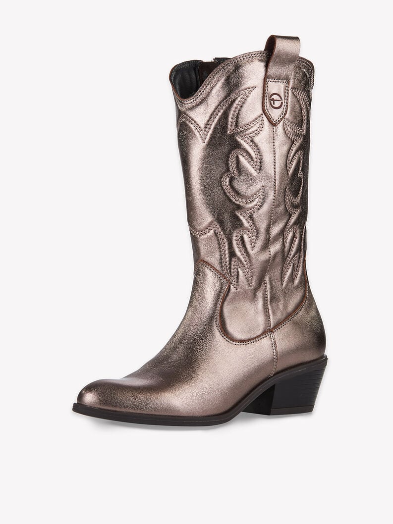 Leather Cowboy boots - metallic, PEWTER, hi-res