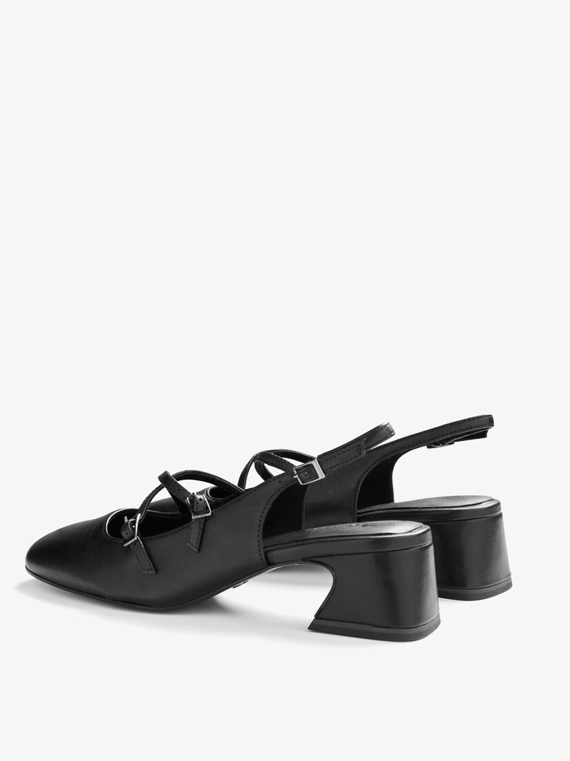 Leren Slingpumps - zwart, BLACK LEATHER, hi-res