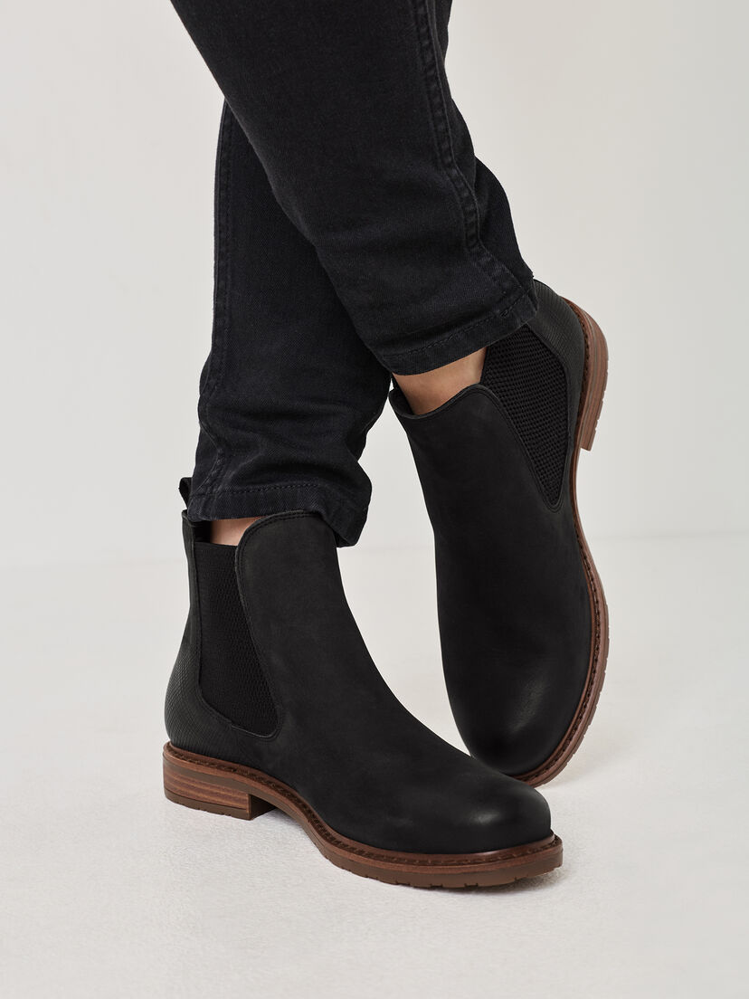 Leren Chelseaboot - zwart, BLACK/STRUCT., hi-res