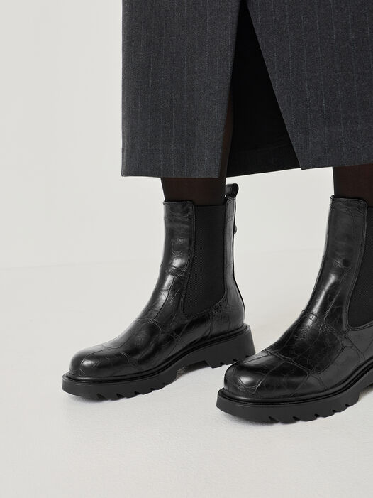 Chelseaboot, BLACK CROCO, hi-res