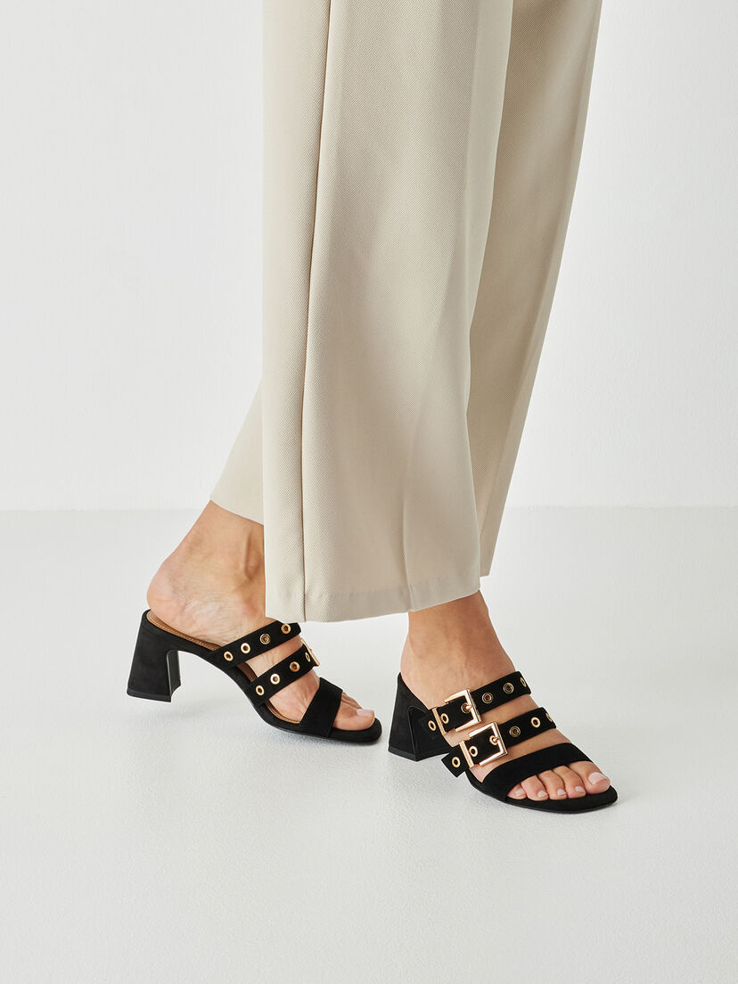 Leren Slipper - zwart, BLACK, hi-res