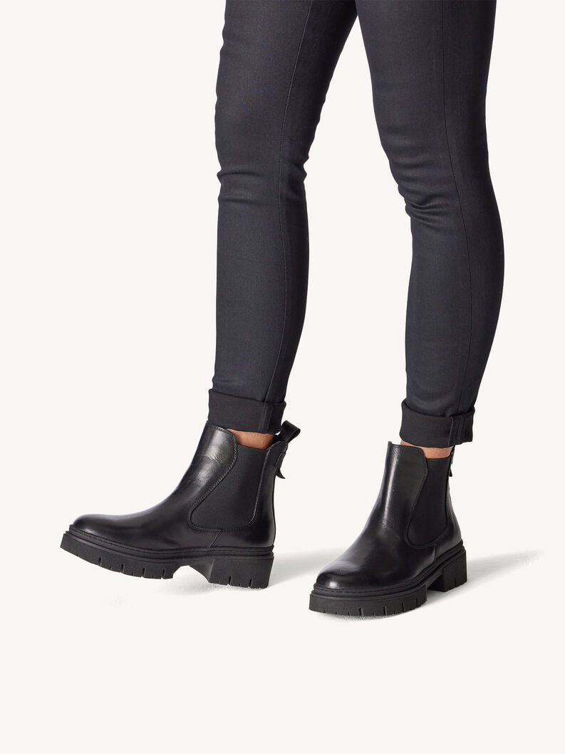 Chelsea boot - sort, BLACK LEATHER, hi-res