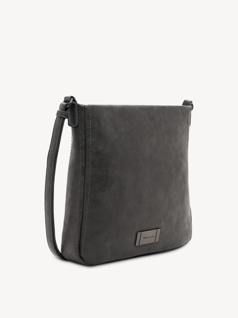 Dunkelgraue Leder-Crossbody-Tasche mit feiner Seitennaht