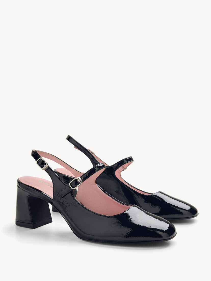 Slingpumps - zwart, BLACK PATENT, hi-res