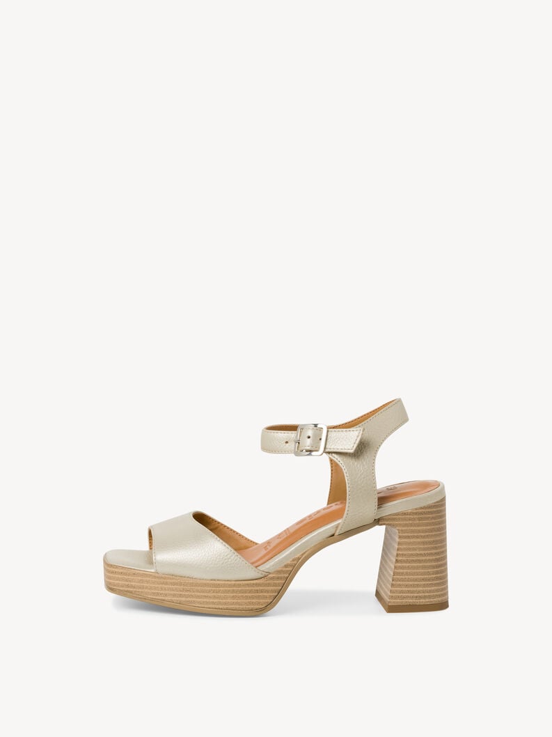 Leather Heeled sandal - white, PEARL, hi-res