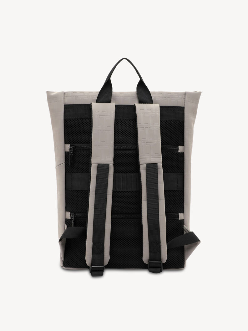 Beiger Rucksack mit gepolsterten schwarzen Tr&auml;gern und Netzr&uuml;cken