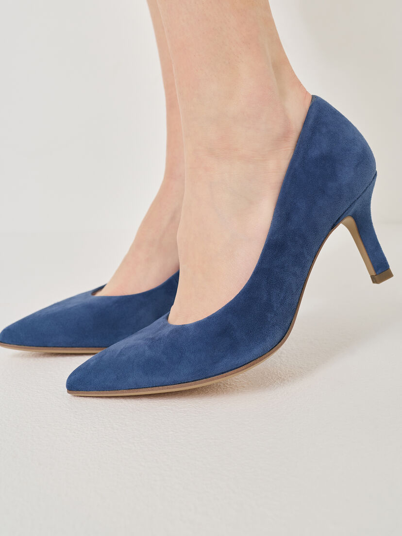 Leren Pumps - blauw, BLUE, hi-res