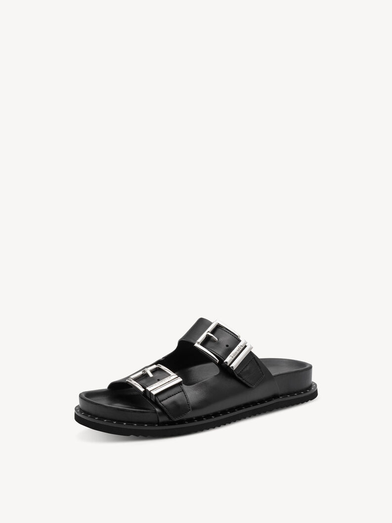 Lederpantolette - schwarz, BLACK, hi-res