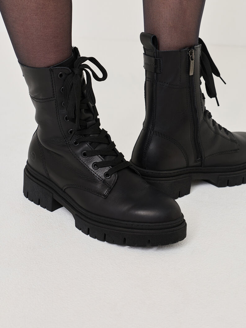 Bottine en cuir - noir, BLACK, hi-res