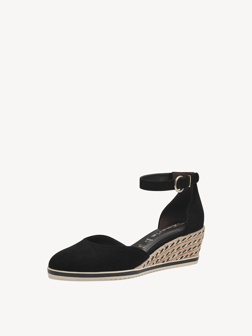 Leren Sleehakpumps - zwart, BLACK, hi-res