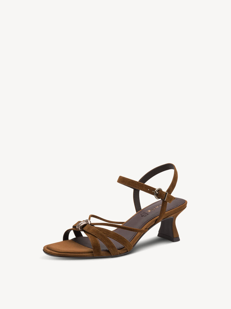 Leather Heeled sandal - brown, COGNAC, hi-res
