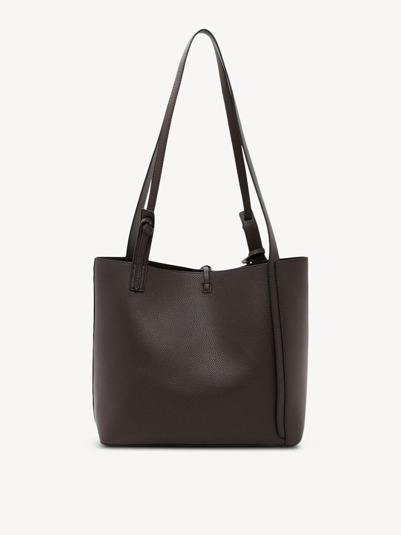 Borsa in pelle marrone senza decorazioni frontali con manici lunghi