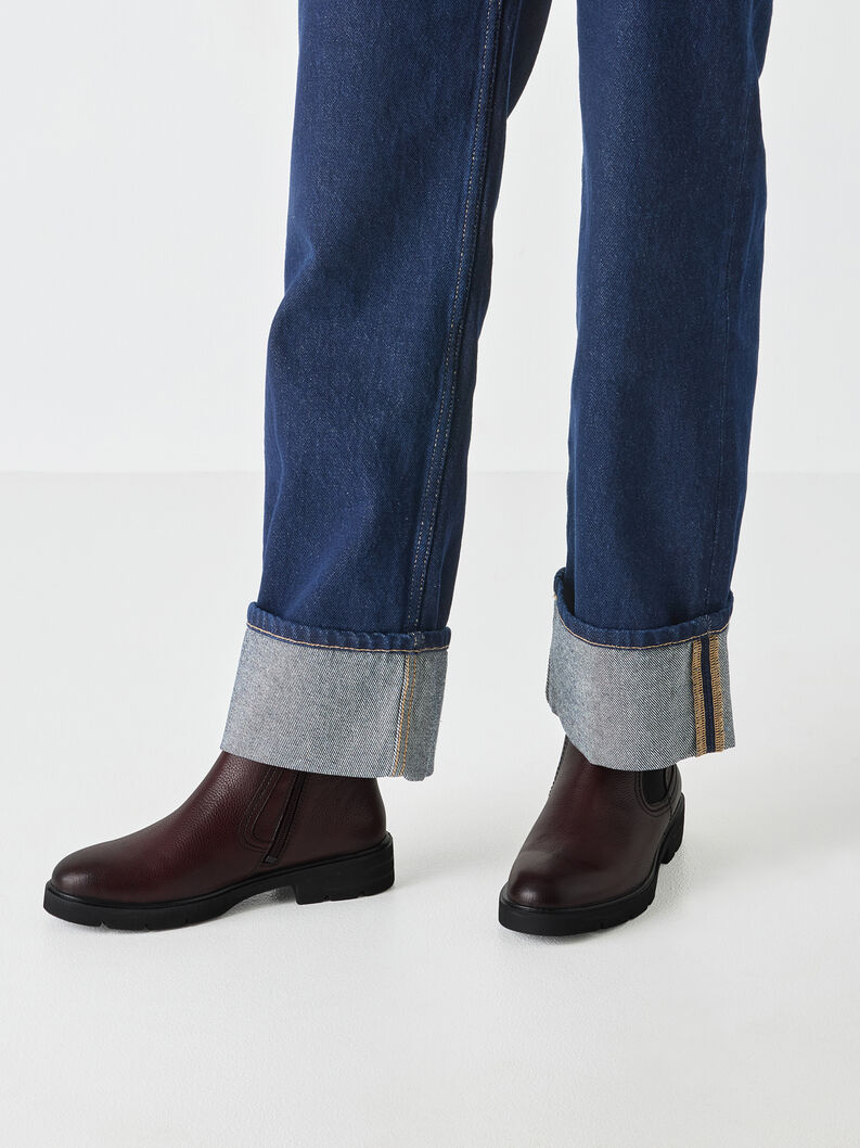 Leder Chelsea Boot - rot, MERLOT, hi-res