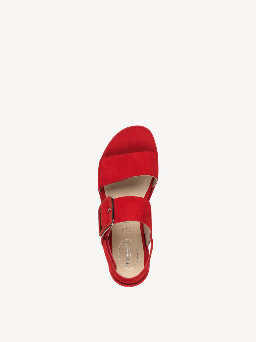 Leren Sandaaltje - rood, RED SUEDE, hi-res