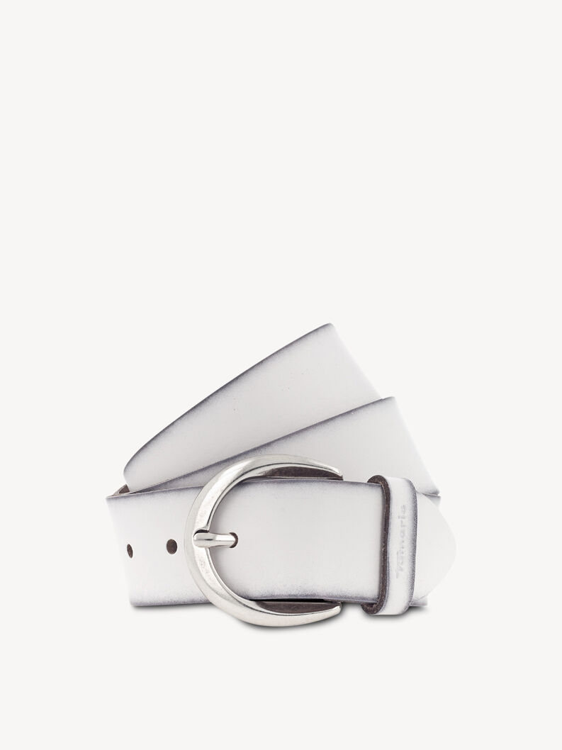 Ceinture en cuir - blanc, blanc, hi-res