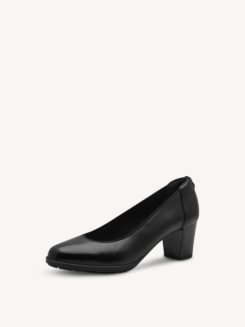 Leren Pumps - zwart, BLACK LEATHER, hi-res