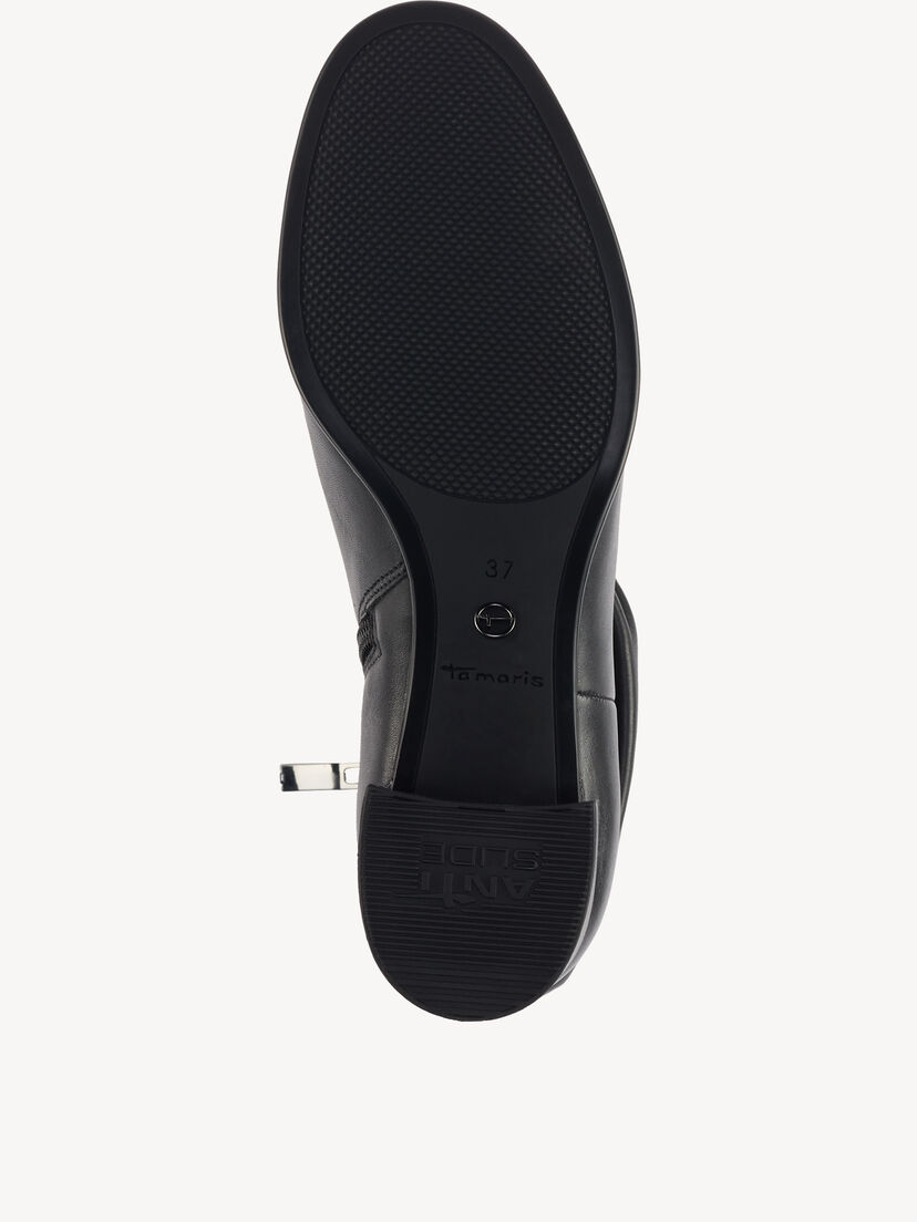 Leren Enkellaarsje - zwart, BLACK LEATHER, hi-res